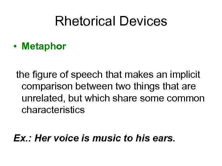 Language Aspect Rhetorical Devices Metaphor the