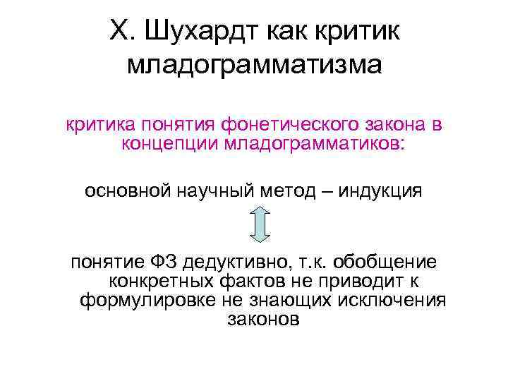 Х. Шухардт как критик младограмматизма критика понятия фонетического закона в концепции младограмматиков: основной научный