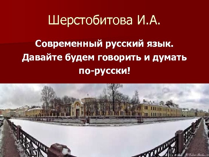 Шерстобитова И. А. Современный русский язык. Давайте будем говорить и думать по-русски! 