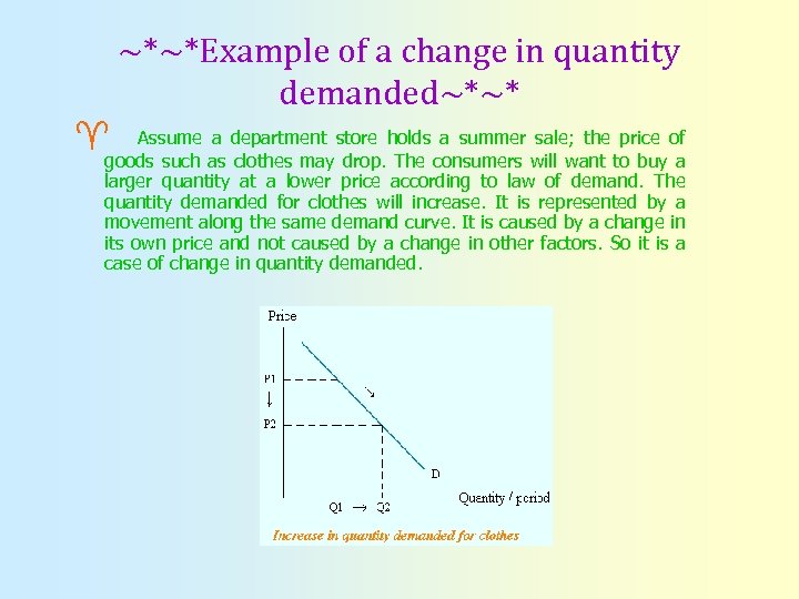 ~*~*Example of a change in quantity demanded~*~* Assume a department store holds a summer