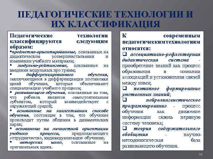 ПЕДАГОГИЧЕСКИЕ ТЕХНОЛОГИИ И ИХ КЛАССИФИКАЦИЯ Педагогические классифицируются образом: технологии следующим §предметно-ориентированные, основанные на дидактическом