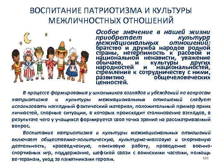 ВОСПИТАНИЕ ПАТРИОТИЗМА И КУЛЬТУРЫ МЕЖЛИЧНОСТНЫХ ОТНОШЕНИЙ Особое значение в нашей жизни приобретает культура межнациональных