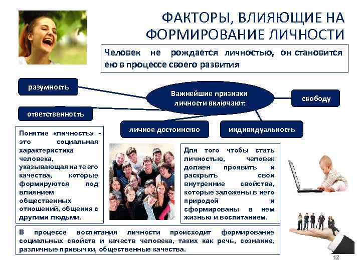 ФАКТОРЫ, ВЛИЯЮЩИЕ НА ФОРМИРОВАНИЕ ЛИЧНОСТИ Человек не рождается личностью, он становится ею в процессе