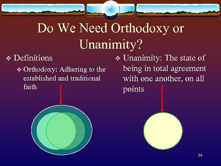 Do We Need Orthodoxy or Unanimity? v Definitions v Orthodoxy: Adhering to the established