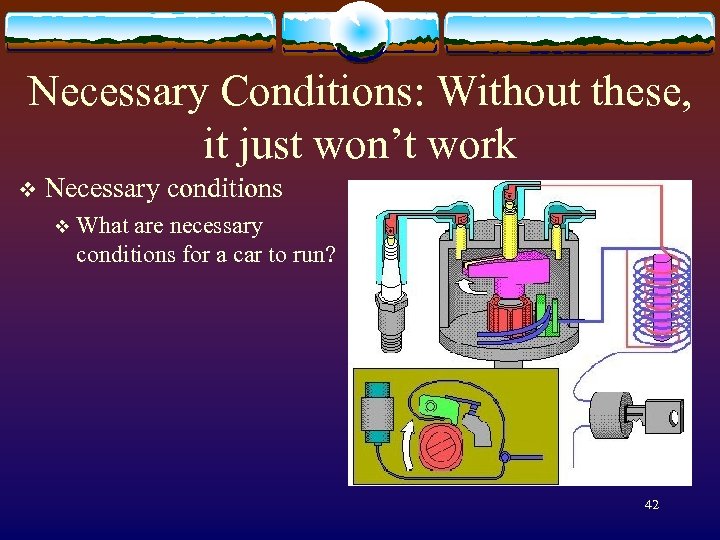 Necessary Conditions: Without these, it just won’t work v Necessary conditions v What are