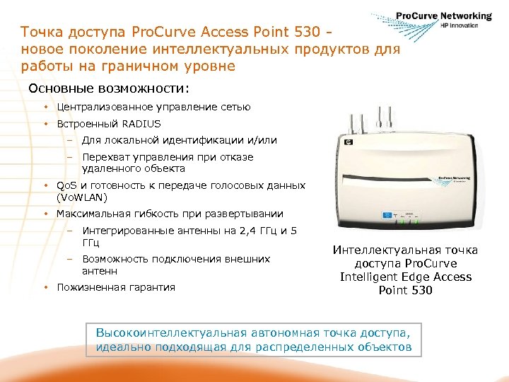 Точка доступа Pro. Curve Access Point 530 новое поколение интеллектуальных продуктов для работы на