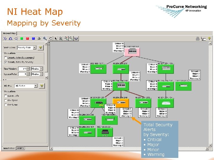 NI Heat Mapping by Severity Total Security Alerts by Severity: • Critical • Major