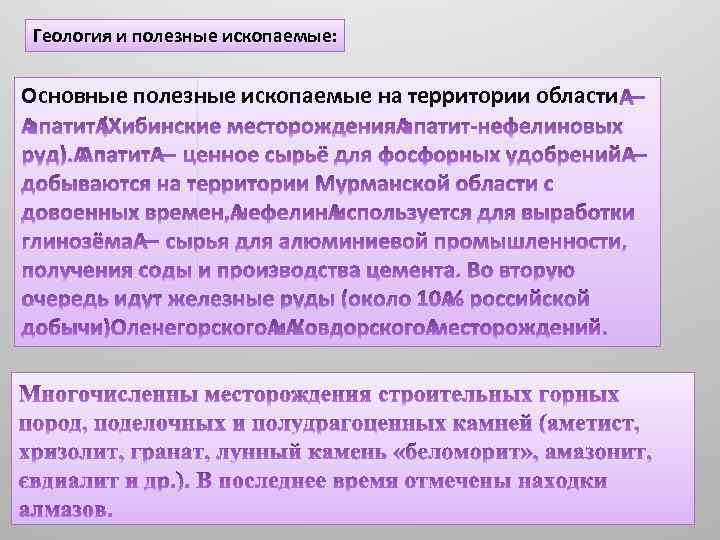 Геология и полезные ископаемые: Основные полезные ископаемые на территории области 