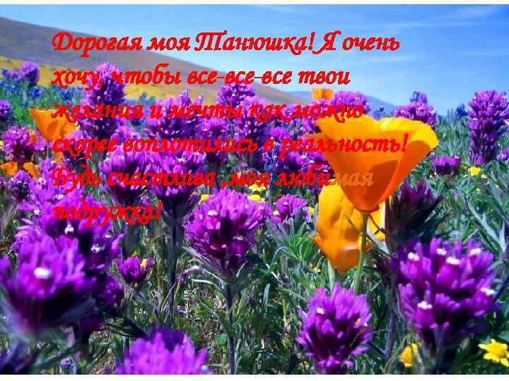 Дорогая моя Танюшка! Я очень хочу, чтобы все-все твои желания и мечты как можно