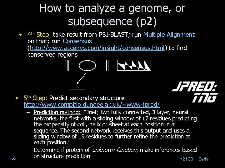 How to analyze a genome, or subsequence (p 2) • 4 th Step: take