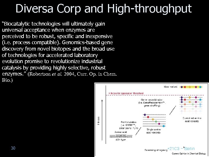 Diversa Corp and High-throughput “Biocatalytic technologies will ultimately gain universal acceptance when enzymes are