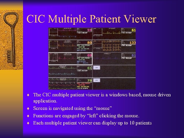 CIC Multiple Patient Viewer ¨ The CIC multiple patient viewer is a windows based,