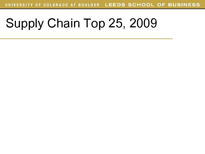 Supply Chain Top 25, 2009 