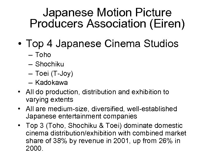 Japanese Motion Picture Producers Association (Eiren) • Top 4 Japanese Cinema Studios – Toho