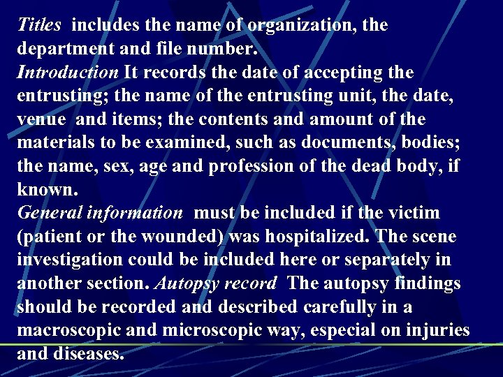 Titles includes the name of organization, the department and file number. Introduction It records