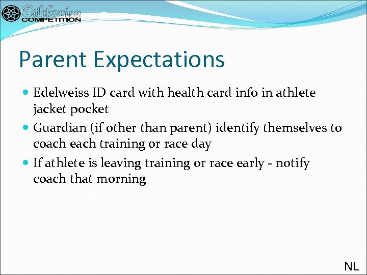 Parent Expectations Edelweiss ID card with health card info in athlete jacket pocket Guardian