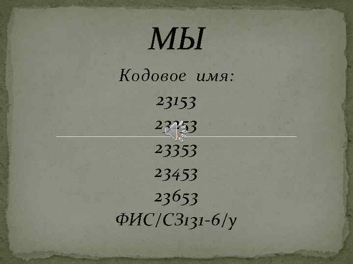 МЫ Кодовое имя: 23153 23253 23353 23453 23653 ФИС/СЗ 131 -6/у 