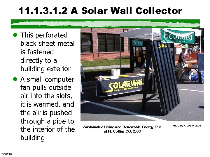 11. 1. 3. 1. 2 A Solar Wall Collector l This perforated black sheet