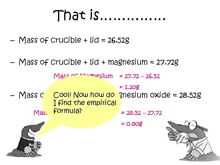 That is…………… – Mass of crucible + lid = 26. 52 g – Mass