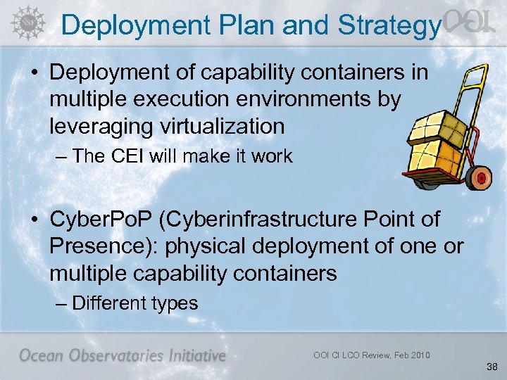 Deployment Plan and Strategy • Deployment of capability containers in multiple execution environments by