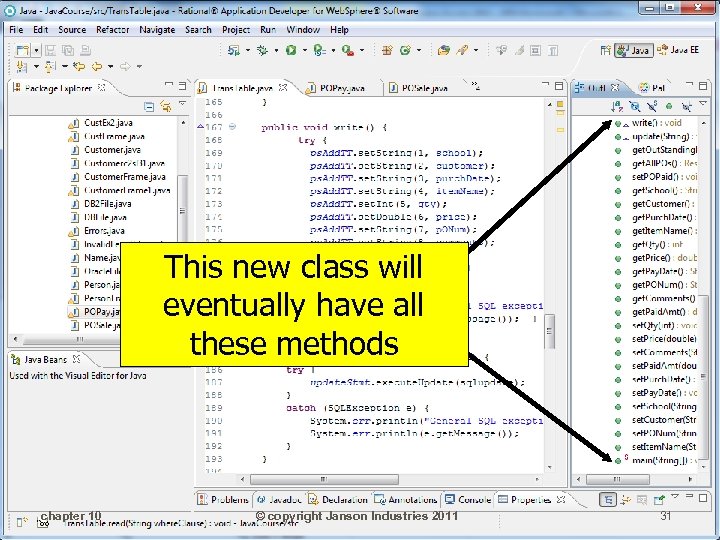 This new class will eventually have all these methods chapter 10 © copyright Janson
