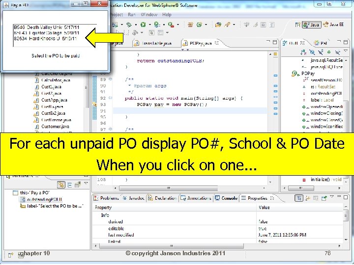 For each unpaid PO display PO#, School & PO Date When you click on