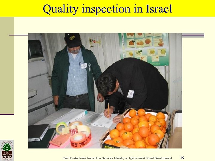 Quality inspection in Israel Plant Protection & Inspection Services Ministry of Agriculture & Rural
