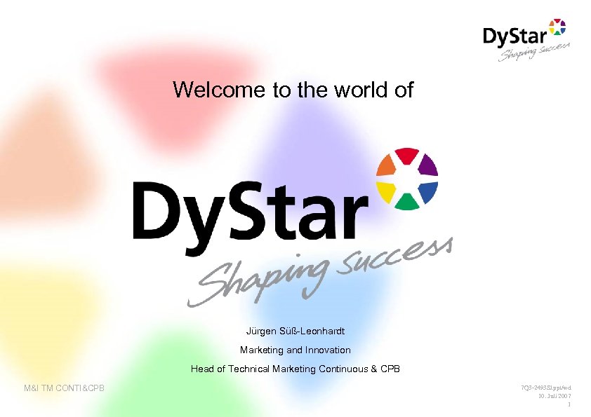 Welcome to the world of Jürgen Süß-Leonhardt Marketing and Innovation Head of Technical Marketing