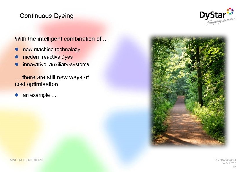 Continuous Dyeing With the intelligent combination of. . . l new machine technology l