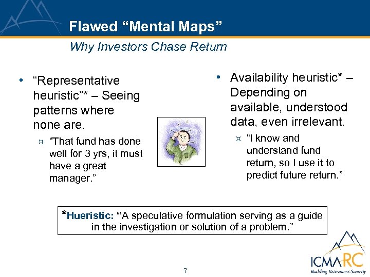 Flawed “Mental Maps” Why Investors Chase Return • Availability heuristic* – Depending on available,