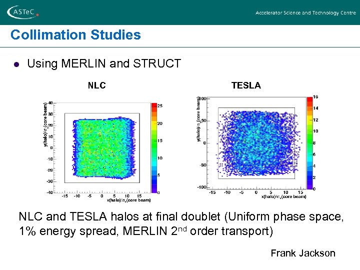 Collimation Studies l Using MERLIN and STRUCT NLC TESLA NLC and TESLA halos at