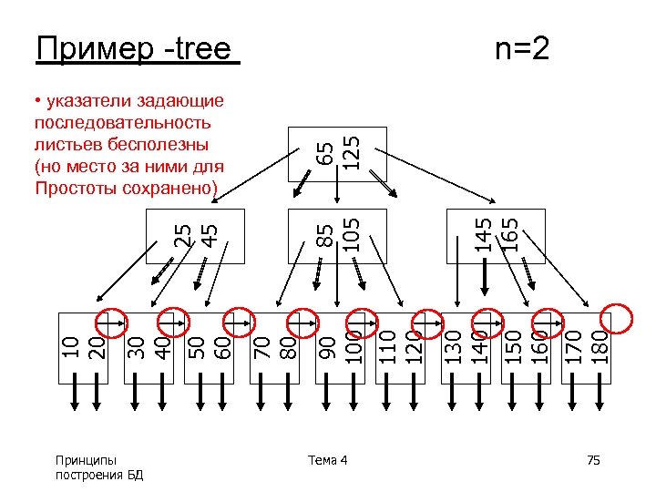 Пример -tree n=2 Принципы построения БД Тема 4 170 180 150 160 145 165