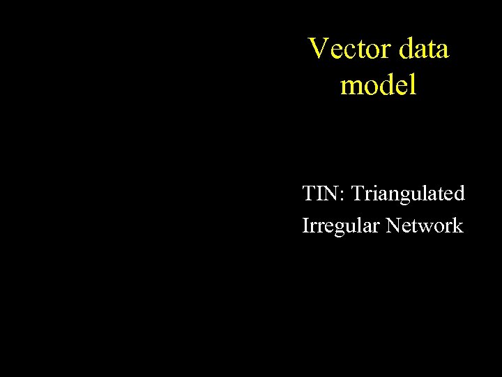 Vector data model TIN: Triangulated Irregular Network 