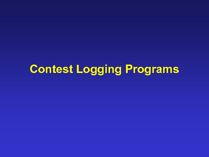 Contest Logging Programs 