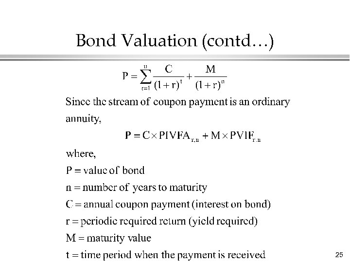 Bond Valuation (contd…) 25 