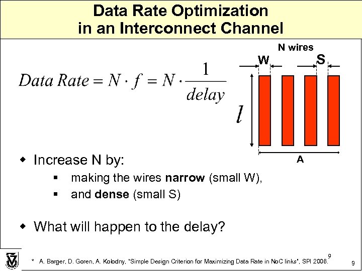 Data Rate Optimization in an Interconnect Channel N wires W w Increase N by: