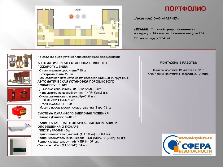 ПОРТФОЛИО Заказчик: ОАО «ФАБРИКА» Объект: Торговый центр «Ивантеевка» по адресу: г. Москва, ул. Ивантеевская,