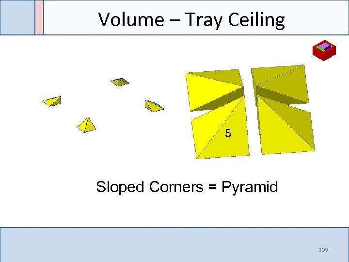 Volume – Tray Ceiling 5 Sloped Corners = Pyramid 109 