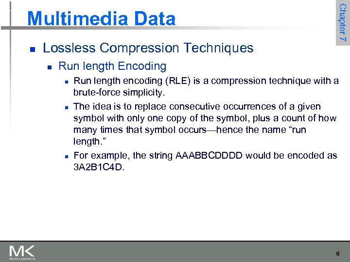 n Lossless Compression Techniques n Chapter 7 Multimedia Data Run length Encoding n n