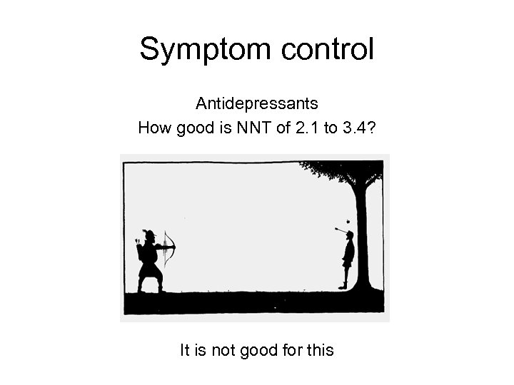 Symptom control Antidepressants How good is NNT of 2. 1 to 3. 4? It