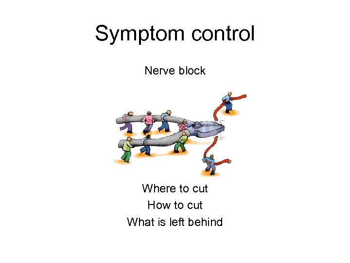 Symptom control Nerve block Where to cut How to cut What is left behind