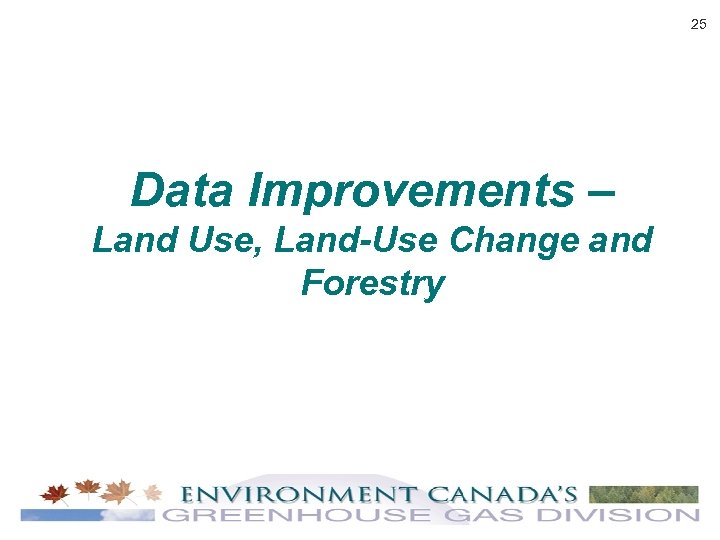 25 Data Improvements – Land Use, Land-Use Change and Forestry 