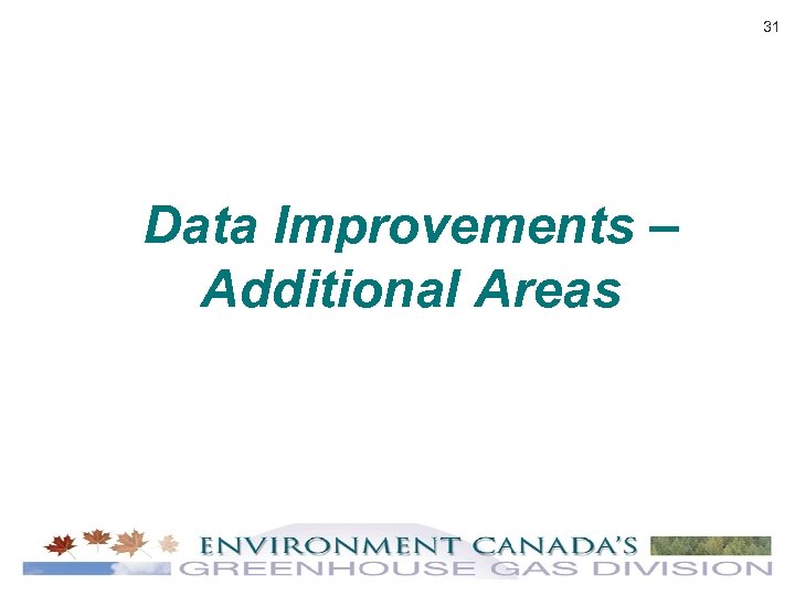 31 Data Improvements – Additional Areas 