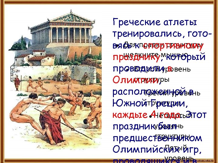 Греческие атлеты тренировались, гото Для спортивному вясь кправки структуры щелкните мышью празднику, который проводили