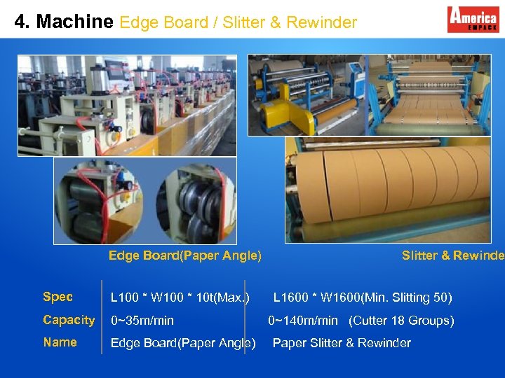 4. Machine Edge Board / Slitter & Rewinder Edge Board(Paper Angle) Spec L 100