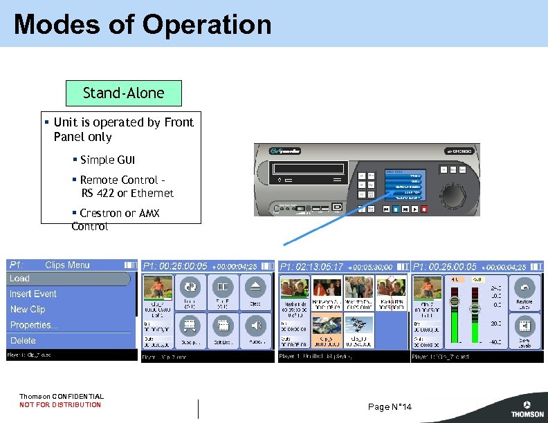 Modes of Operation Stand-Alone § Unit is operated by Front Panel only § Simple