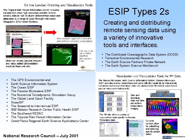 ESIP Types 2 s Creating and distributing remote sensing data using a variety of