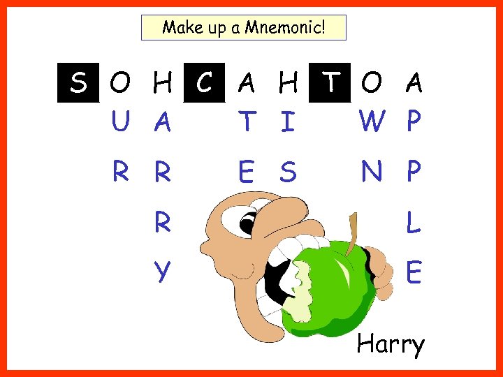 Make up a Mnemonic! S O H C A H T O A U