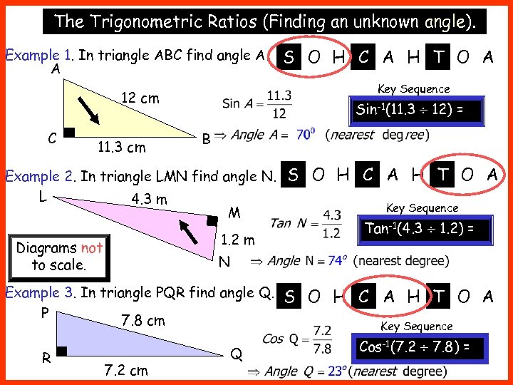 The Trigonometric Ratios (Finding an unknown angle). Example 1. In triangle ABC find angle