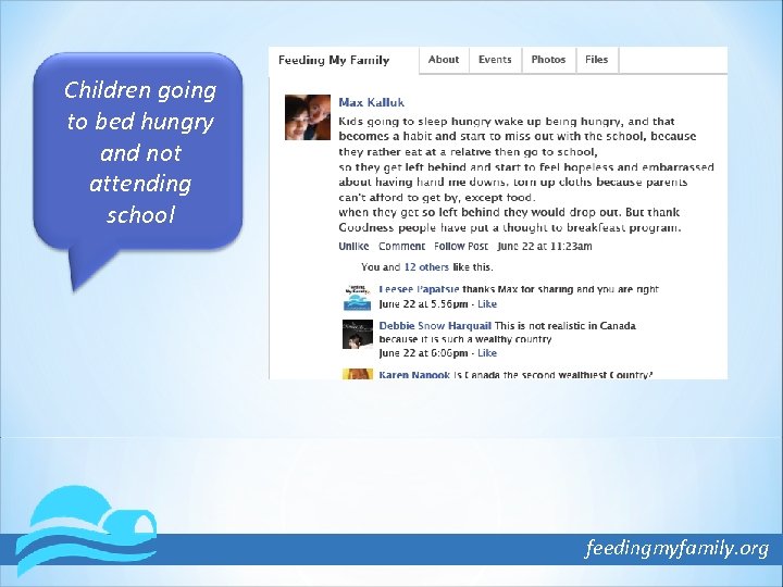 Children going to bed hungry and not attending school feedingmyfamily. org 